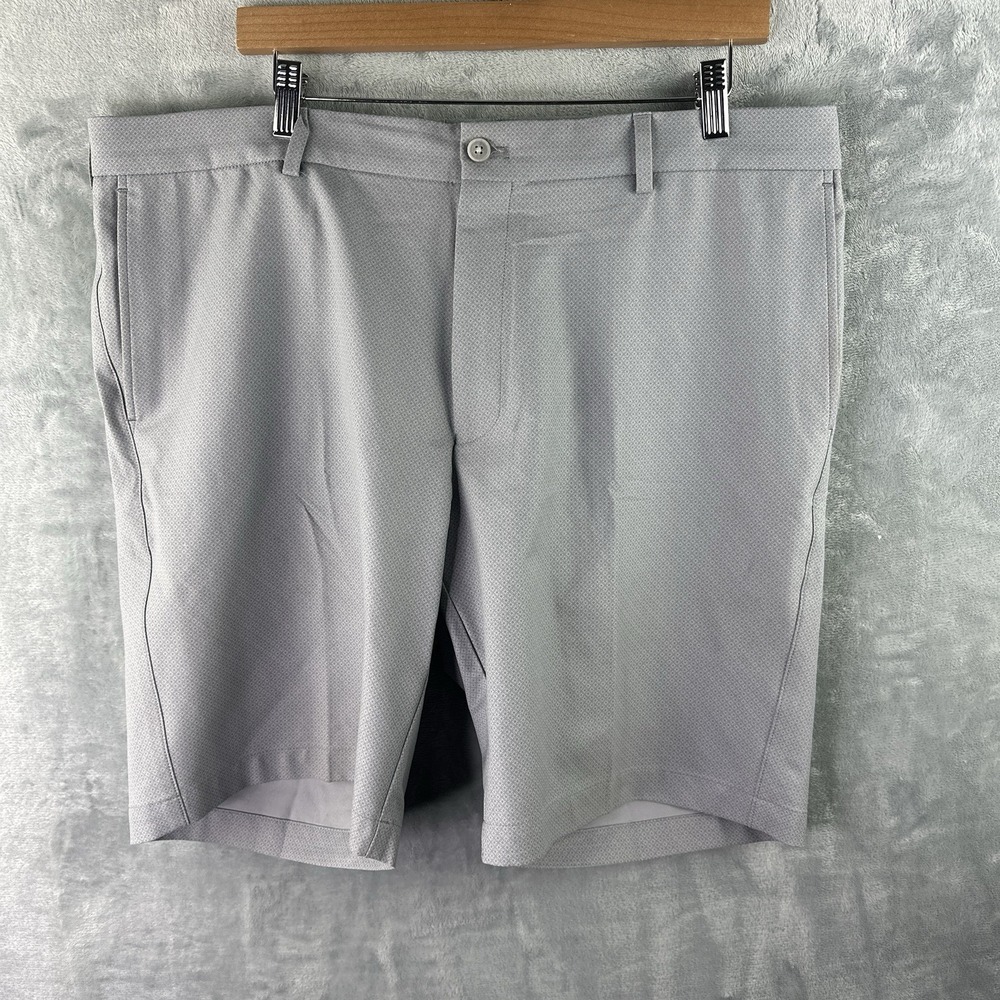 Peter Millar Salem Classic Fit Golf Shorts Men's 38 Gray Geometric Stretch
